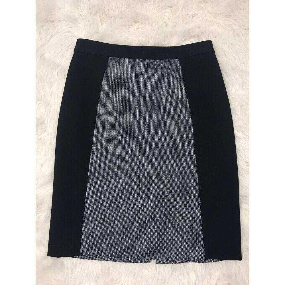 Halogen Womens Size 8 Tweed Career Skirt Black Pencil Straight Lined Vent